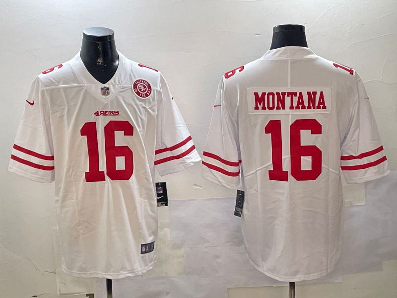 Men San Francisco 49ers 16 Montana White Second generation 2024 Nike Limited NFL Jersey style 01083